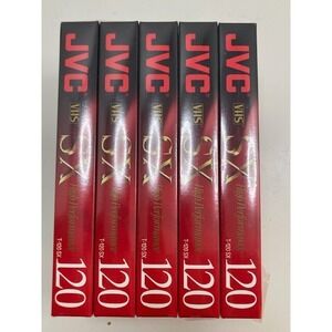 Lot of 5 JVC VHS Tapes T-120 SX High Performance Blank VHS Tapes‎ New Sealed